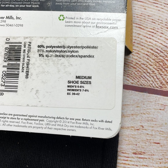 FoxRiver Fatigue Fighter Work Over the Calf Black Cushioned Compression Socks M - Picture 3 of 4